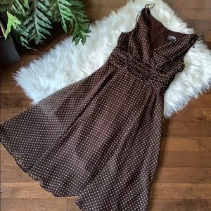 Brown and Green Polka dot dress